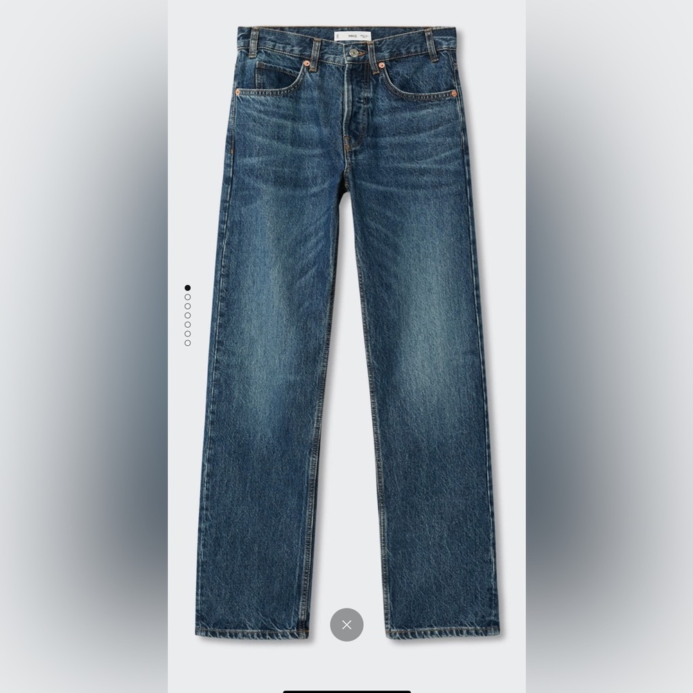 Mango Buttons straight jeans in Dark Vintage Blue Size 6